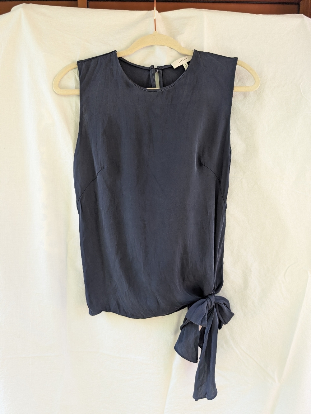 Milly Silk Side-Tie Sleeveless Top Sz 4